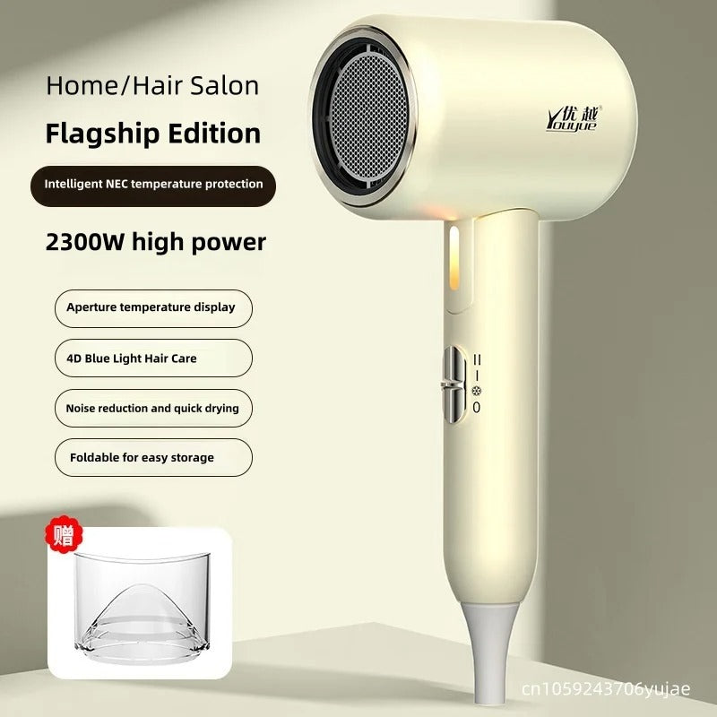 220v Folding Hair Dryer 2300w High-Power Blue Light Negative Ion Low-Noise Quick Drying Hair Dryer Source Factory